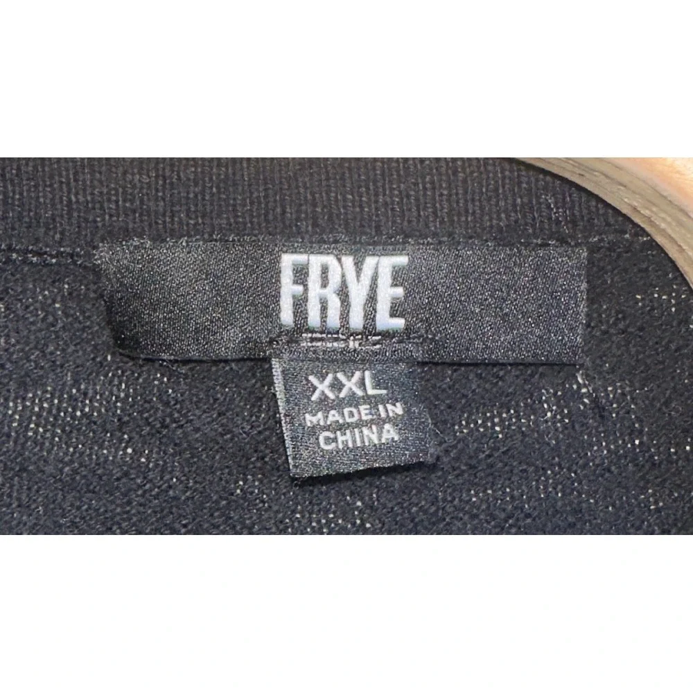 Frye Womens Black Pointelle Knit Scalloped V-Neck Button‎ Cardigan Sweater XXL